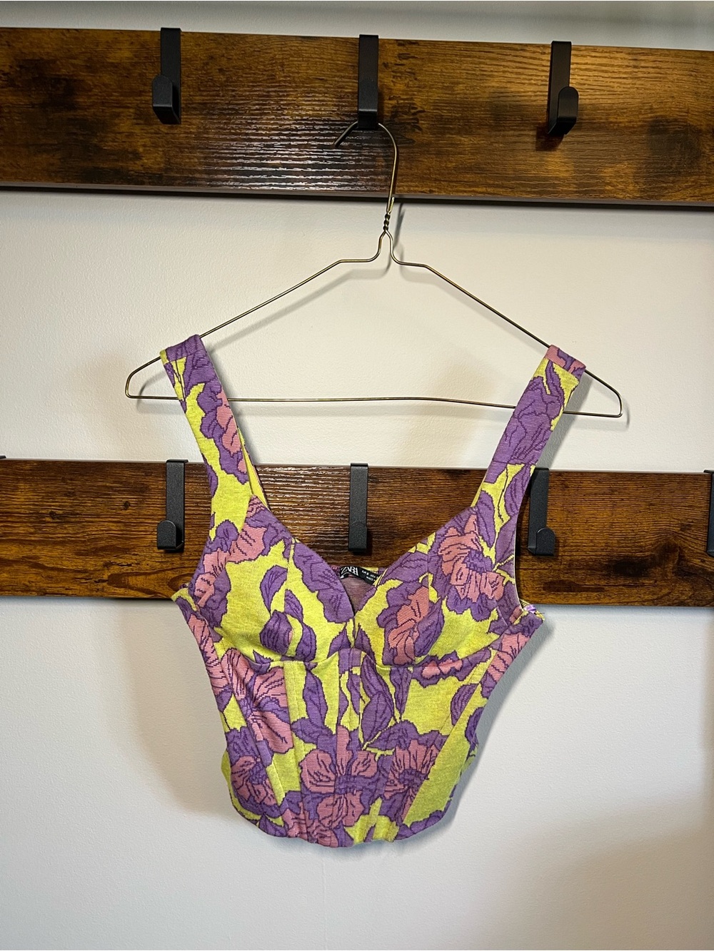 Zara Purple, Yellow & Pink Floral Cropped Bustier